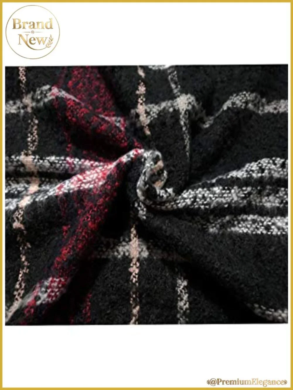 Buffalo Plaid Poncho Open Front Shawl Wrap Cape Fringe Tassel